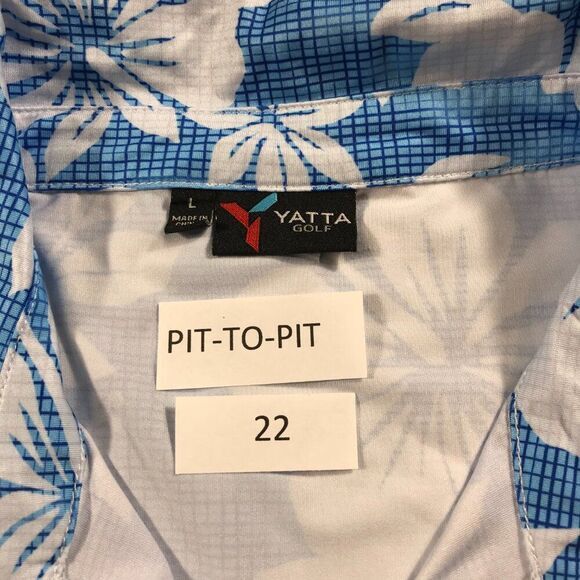 Yatta Golf Polo Shirt Mens Large Blue Floral Hawaiian All‎ Over Performance - Picture 3 of 3
